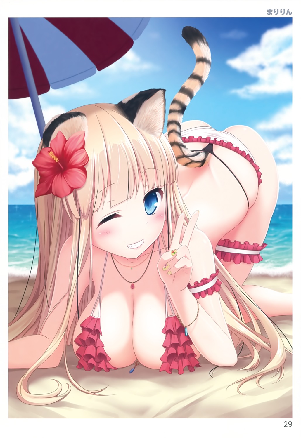 animal_ears bikini cleavage garter maririn swimsuits tail toranoana