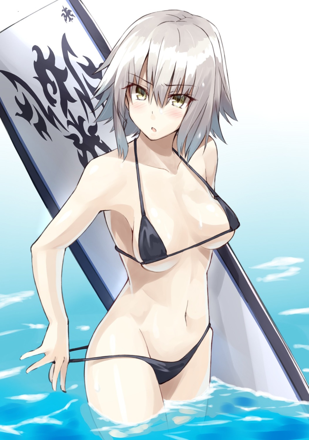 bikini fate/grand_order jeanne_d'arc jeanne_d'arc_(alter)_(fate) panty_pull swimsuits syunichi undressing wet