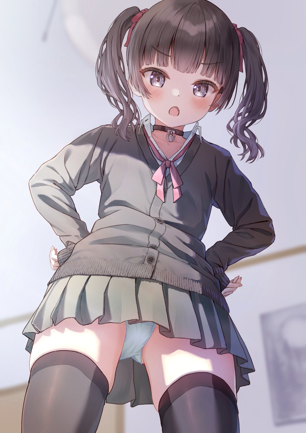 loli namikishiho pantsu seifuku sweater thighhighs