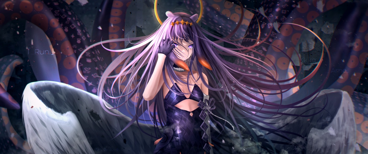 hololive hololive_english kayjae ninomae_ina'nis no_bra tentacles wings