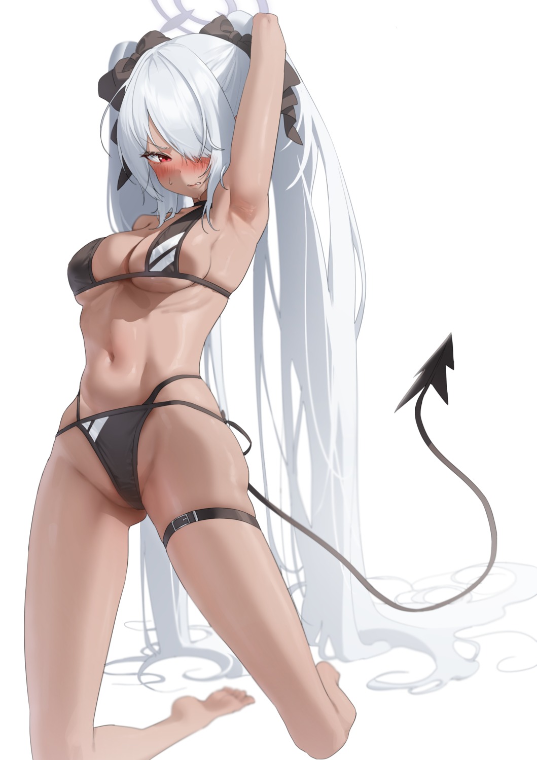 alpha_(ypalpha79) bikini blue_archive garter halo shiromi_iori swimsuits tail thong