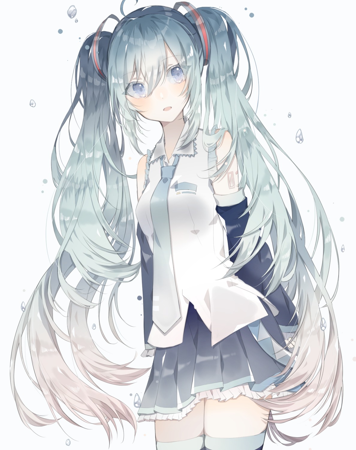 hatsune_miku siho_(ricchil) tattoo thighhighs vocaloid