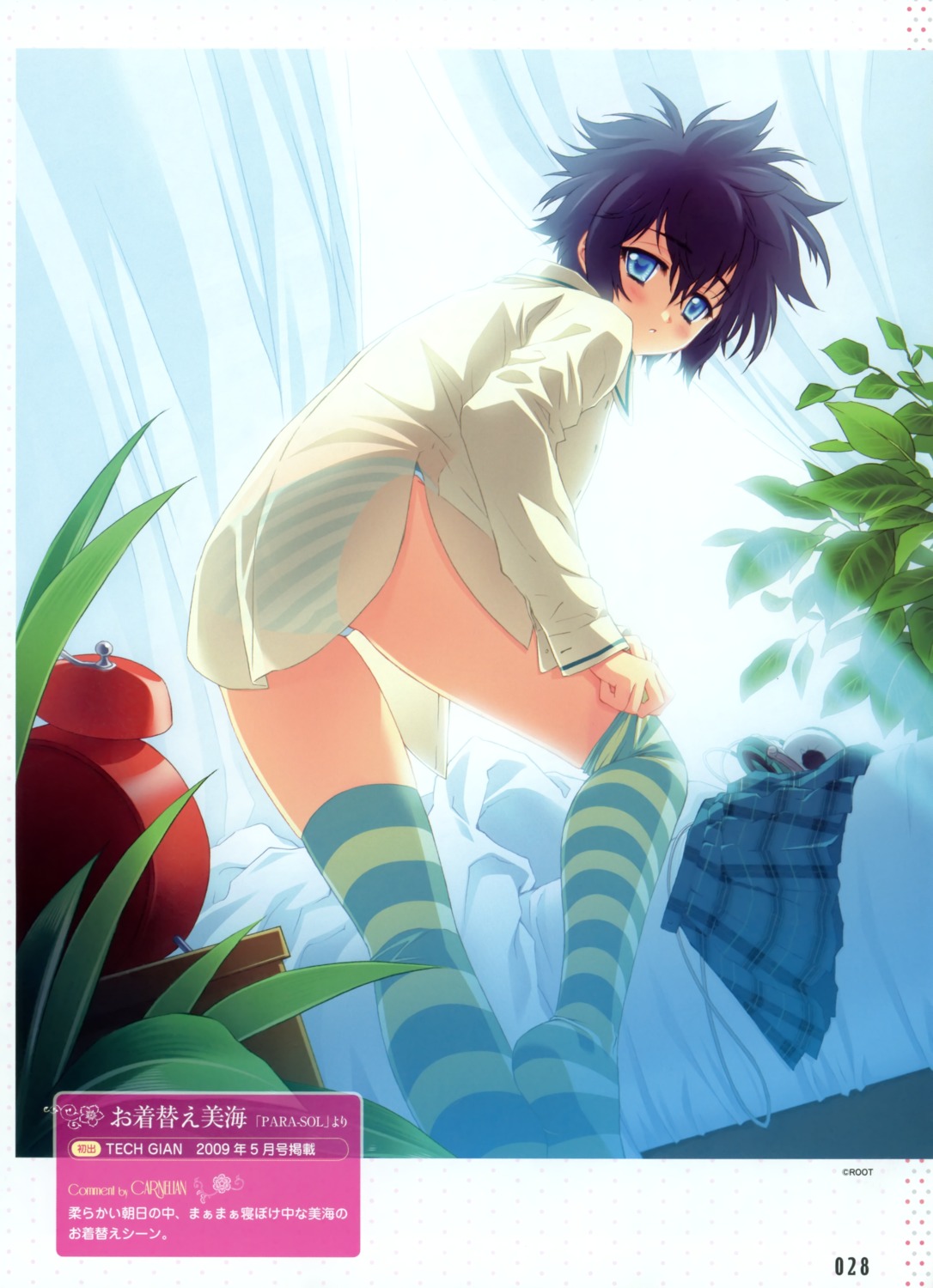 carnelian dress_shirt pantsu para-sol shimapan thighhighs undressing yatabe_miu