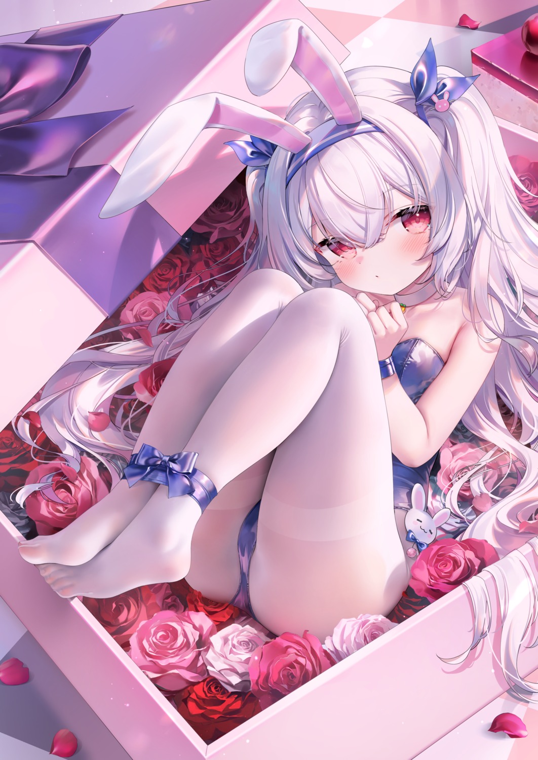 animal_ears azur_lane bondage bunny_ears bunny_girl chen_bin feet laffey_(azur_lane) loli no_bra pantyhose