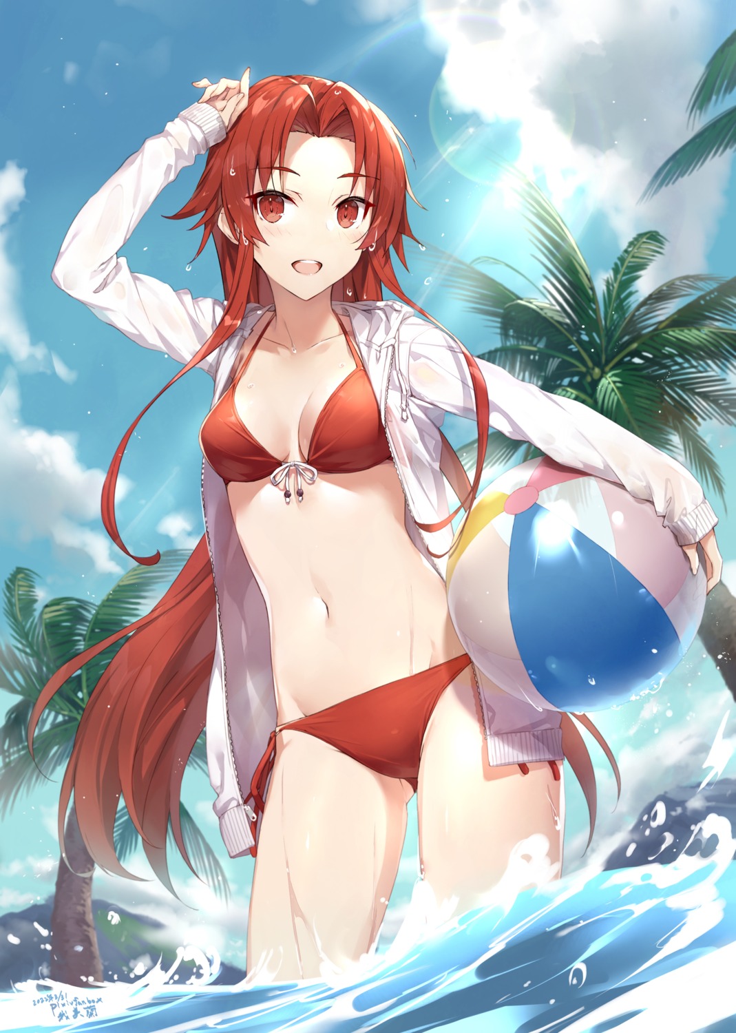 bikini gabiran open_shirt see_through swimsuits sword_art_online tieze_shtolienen wet wet_clothes