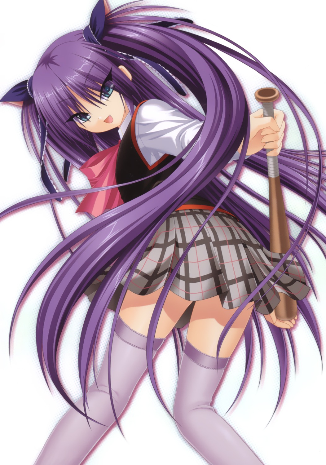 baseball key little_busters! na-ga sasasegawa_sasami seifuku thighhighs