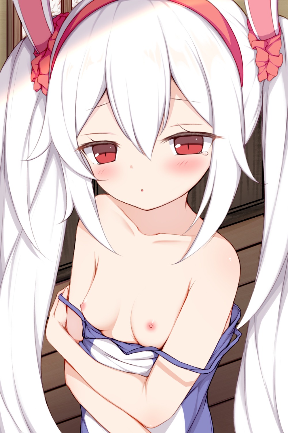 animal_ears azur_lane breasts bunny_ears irokari laffey_(azur_lane) loli nipples no_bra undressing