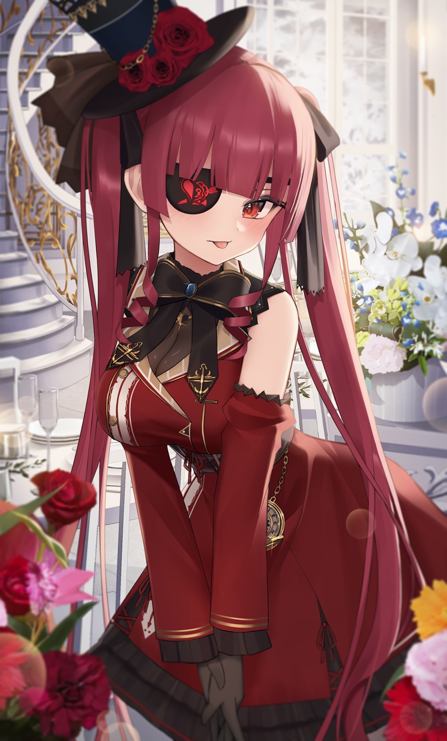 dress eyepatch hololive houshou_marine lolita_fashion thomas_8000