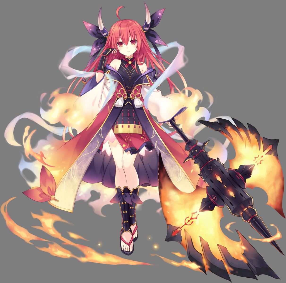 date_a_live horns itsuka_kotori japanese_clothes transparent_png tsunako weapon