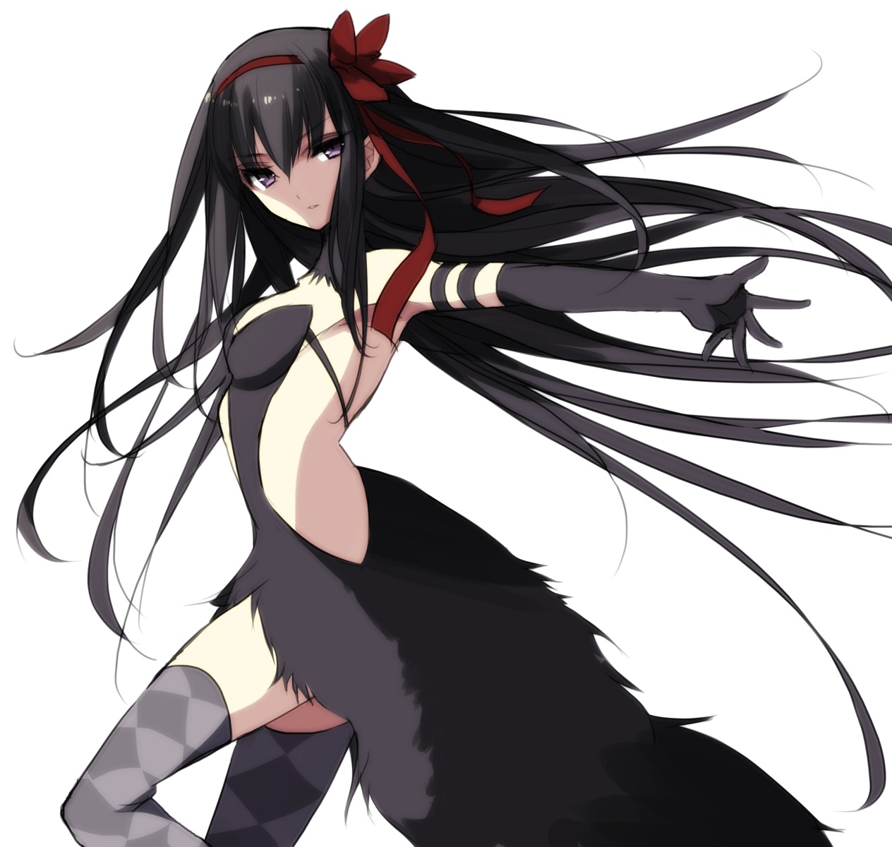 akemi_homura dress misteor no_bra puella_magi_madoka_magica thighhighs