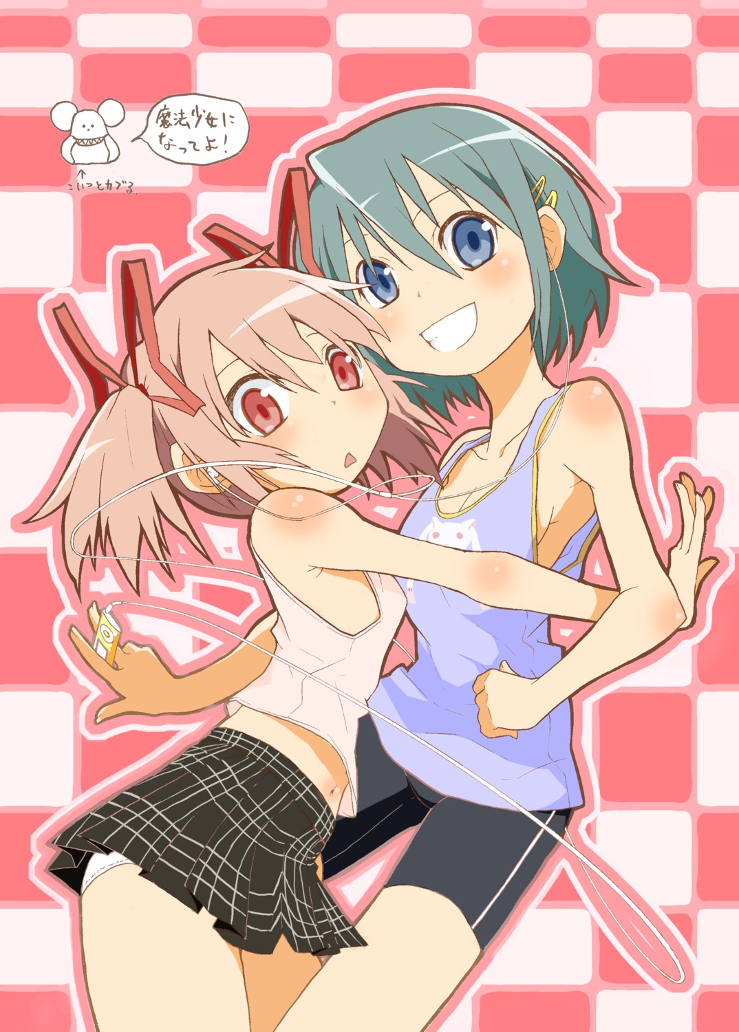 aliasing bike_shorts izoguchi_naomichi kaname_madoka miki_sayaka pantsu puella_magi_madoka_magica