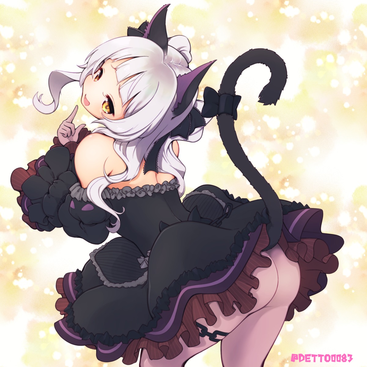 animal_ears ass deto garter gothic_lolita hololive lolita_fashion murasaki_shion nekomimi no_bra nopan skirt_lift tail