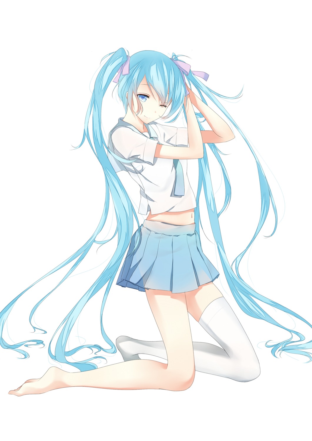 hatsune_miku thighhighs u.n.k. vocaloid