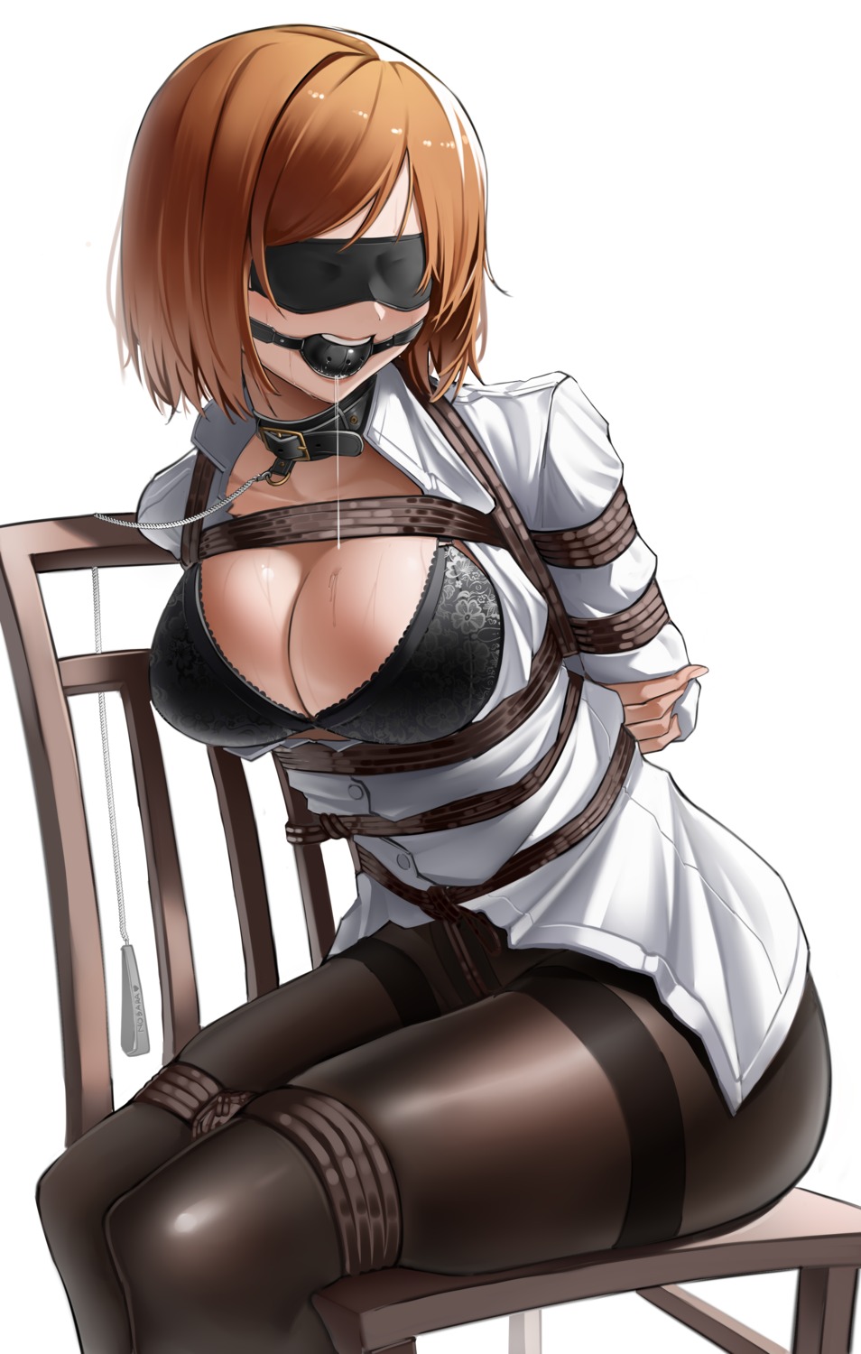 bondage bra dress_shirt harris_hero jujutsu_kaisen kugisaki_nobara open_shirt pantyhose