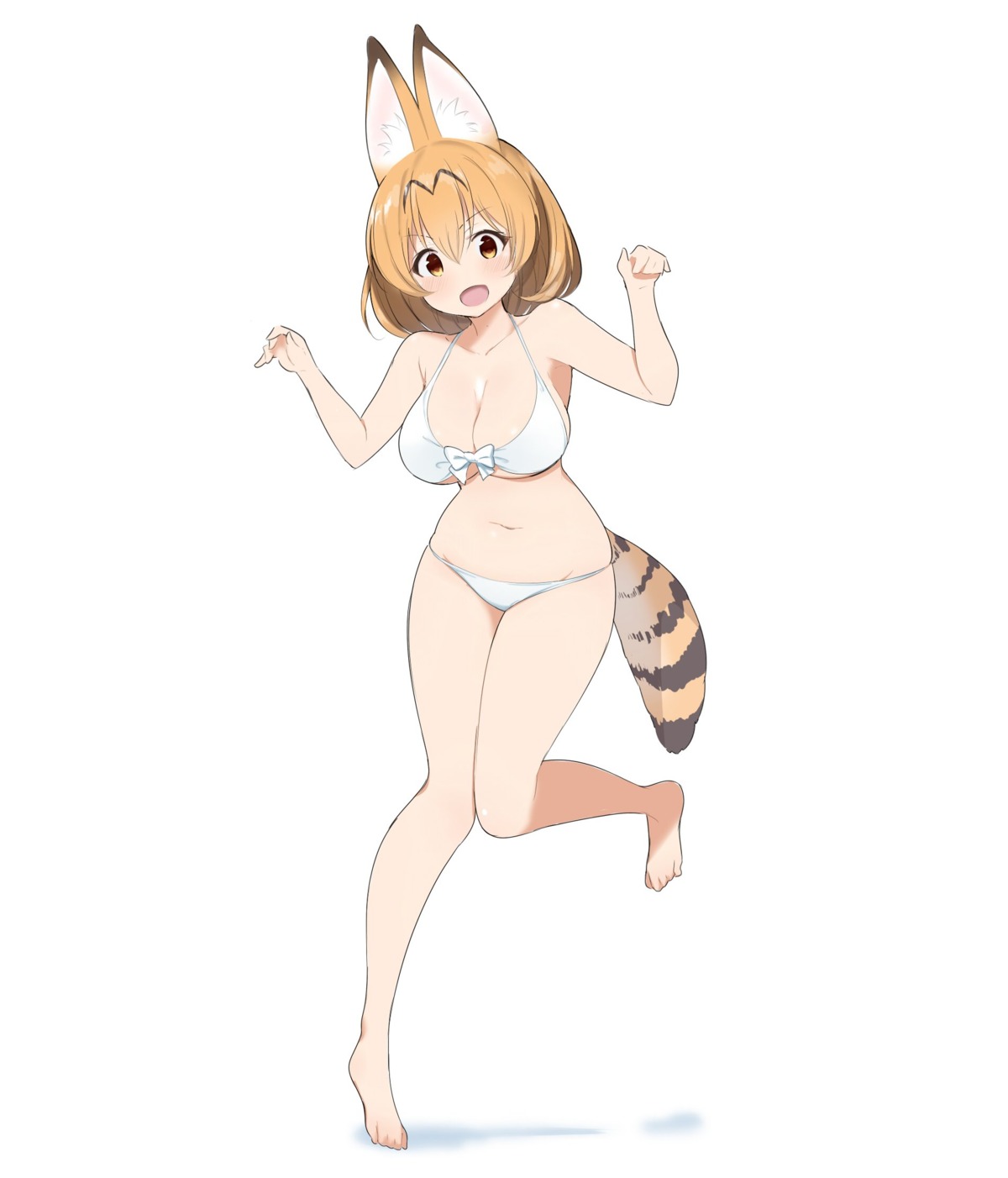 animal_ears bikini cleavage ichi-jirushi kemono_friends serval swimsuits tail underboob