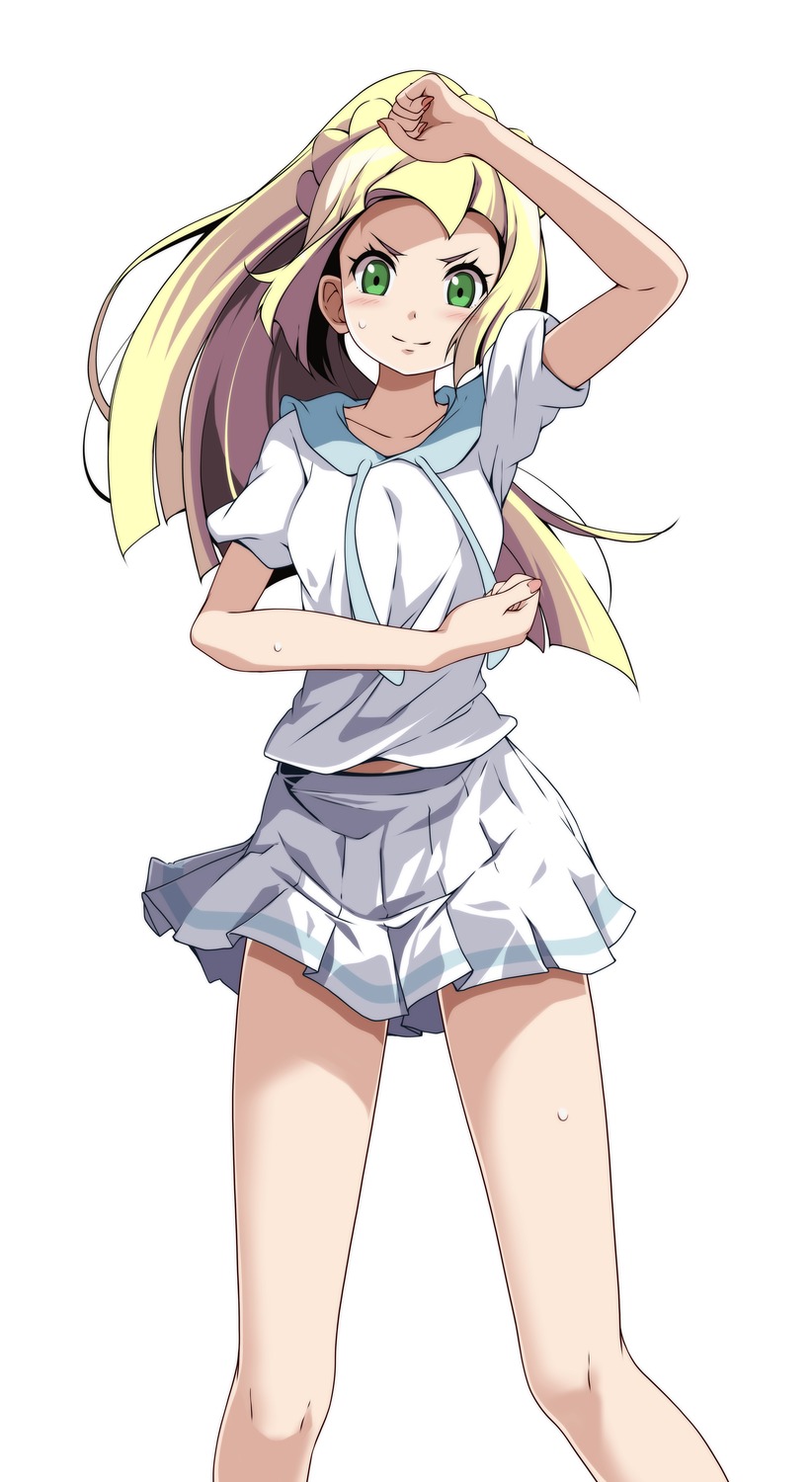 lillie_(pokemon) pokemon pokemon_sm pokemon_usum skirt_lift tsukishiro_saika