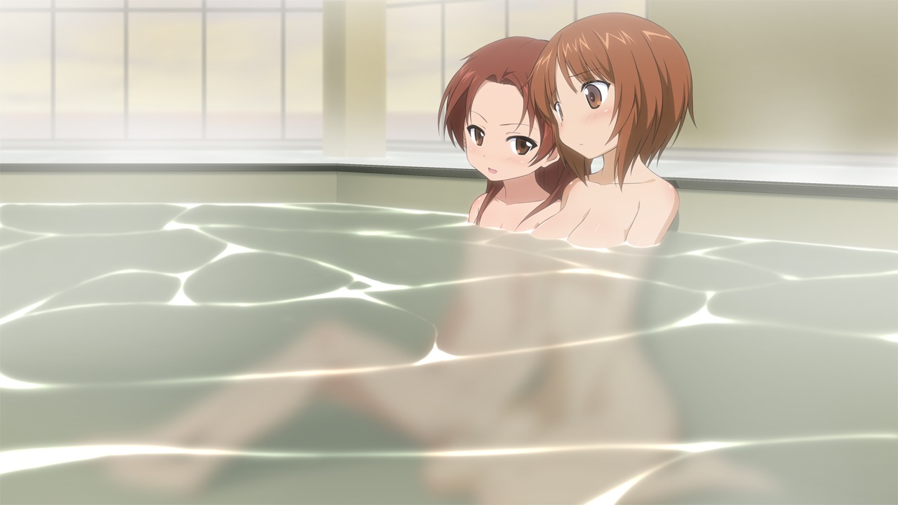 bathing girls_und_panzer kadotani_anzu moritan naked nishizumi_miho wet