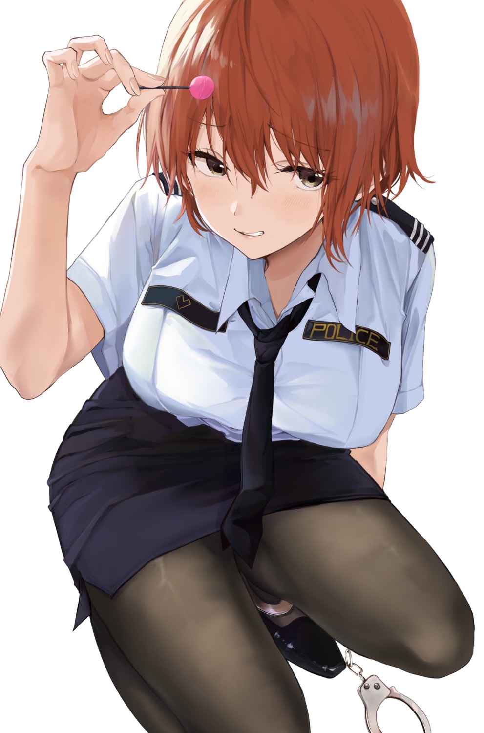 akito_(d30n26) pantyhose police_uniform skirt_lift