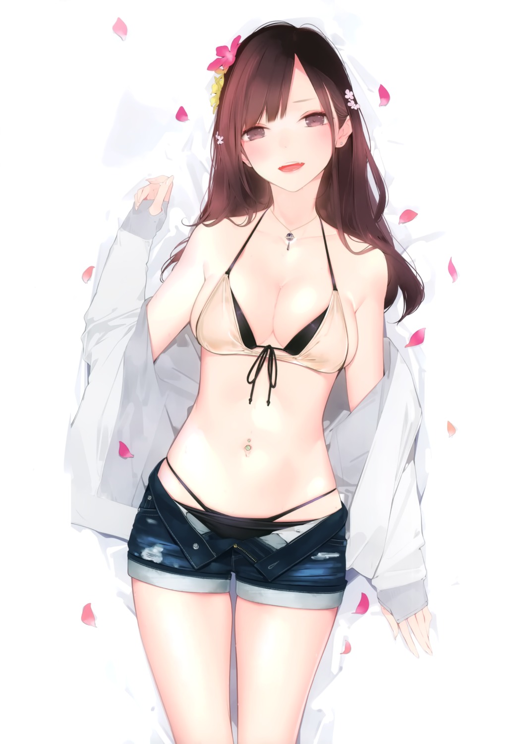 ama_mitsuki bikini open_shirt swimsuits