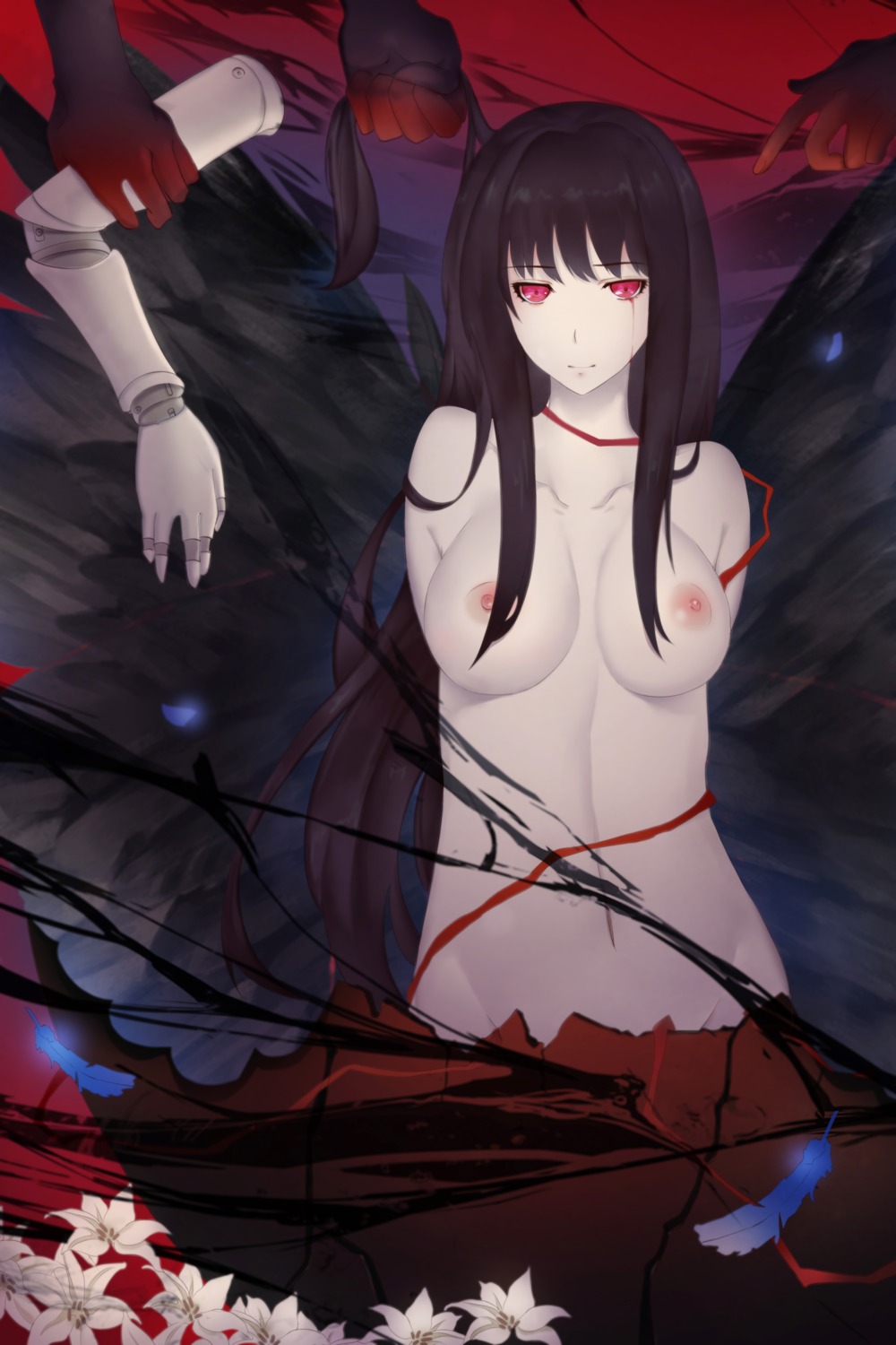 kara_no_shoujo kuchiki_touko magician_(china) naked nipples wings