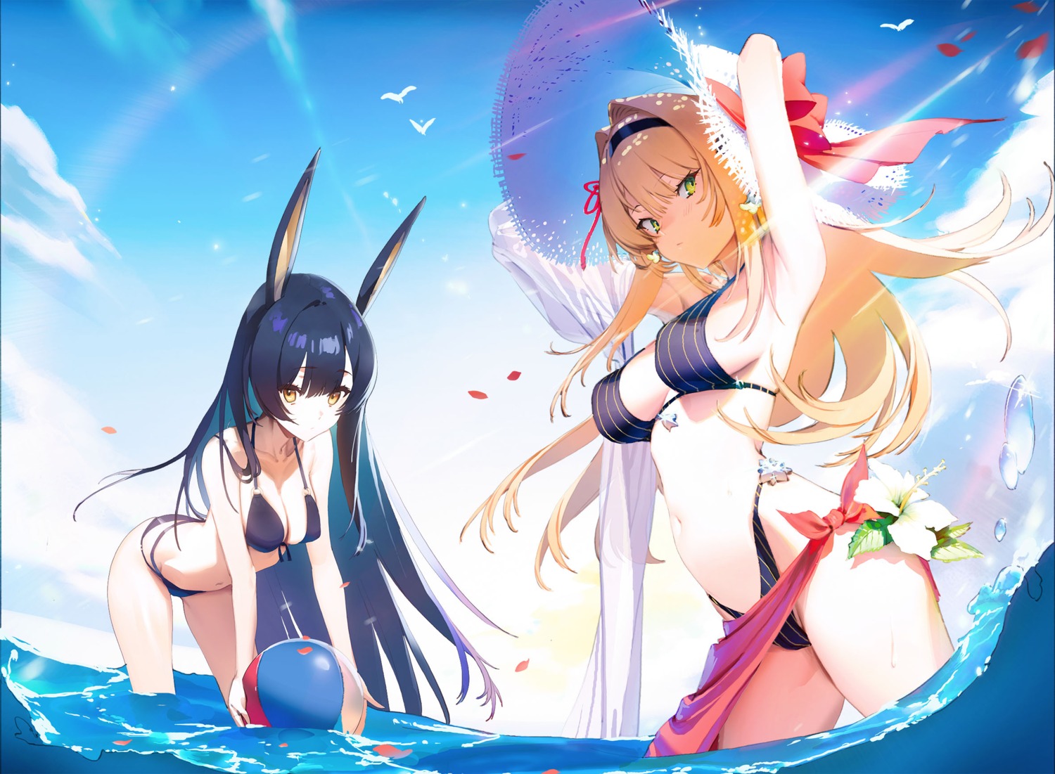 animal_ears bikini bunny_ears olys swimsuits wet