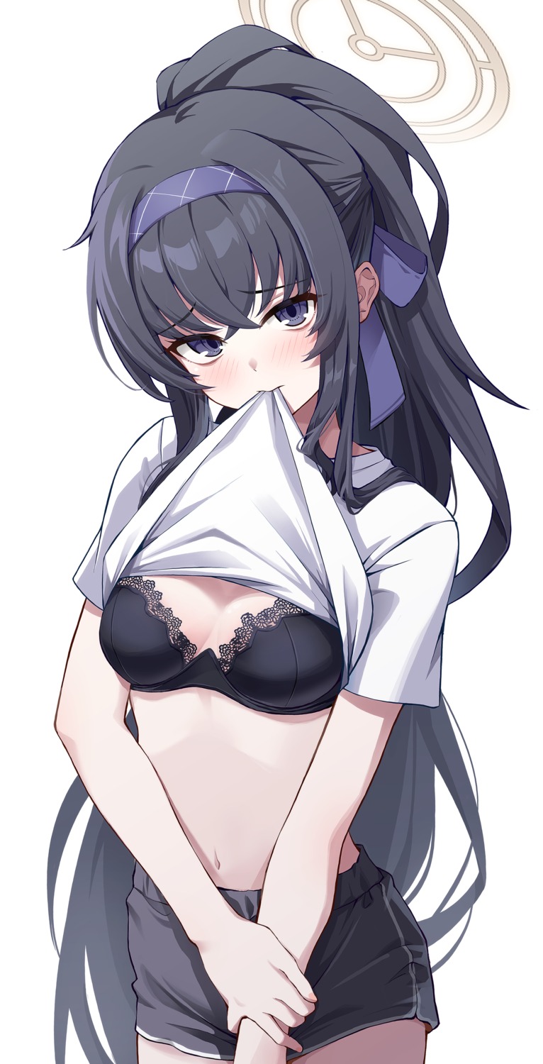 blue_archive bra halo kozeki_ui shirt_lift yeogpu_(seung832222)