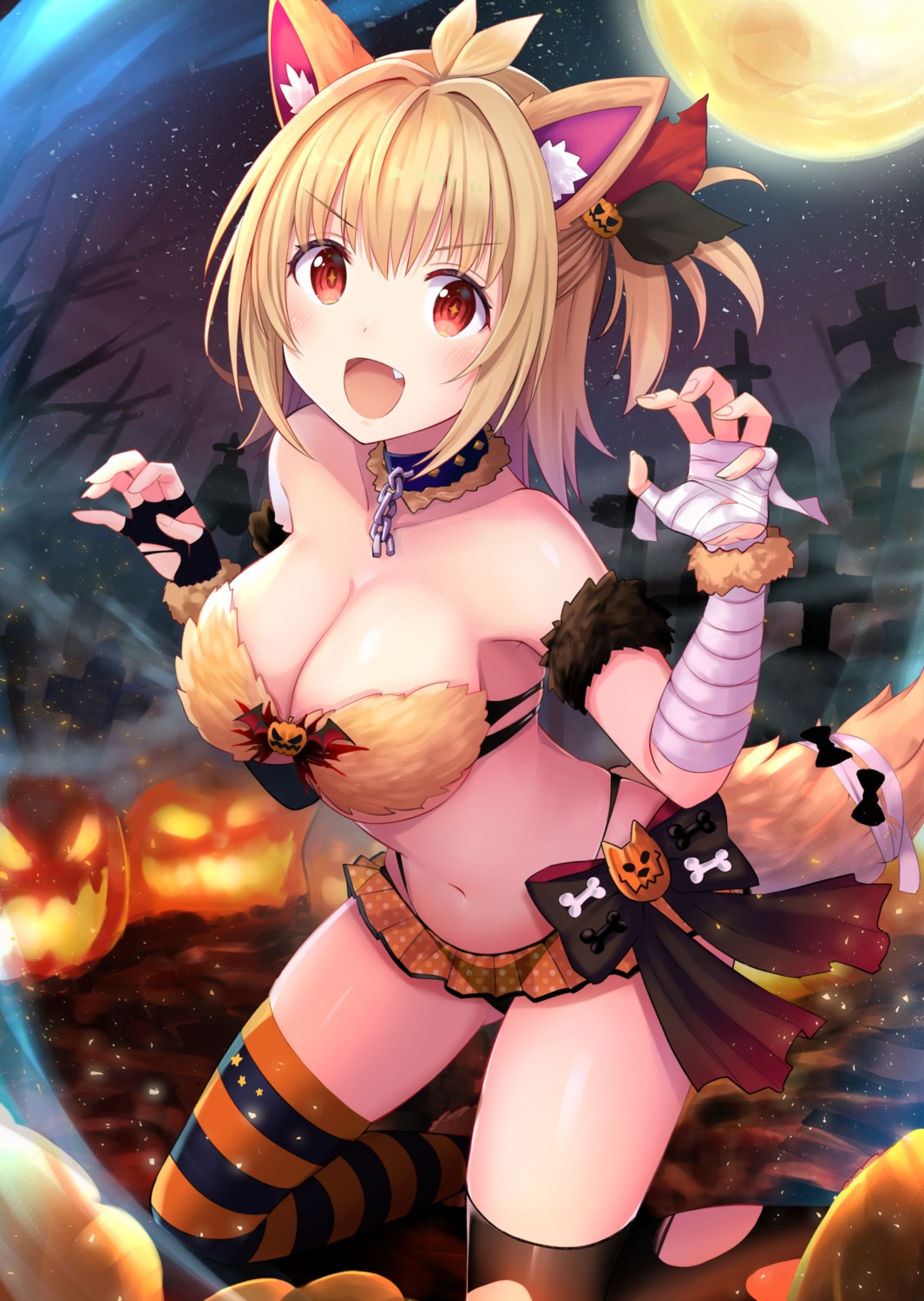 animal_ears bra halloween pantsu see_through tail thighhighs yurin