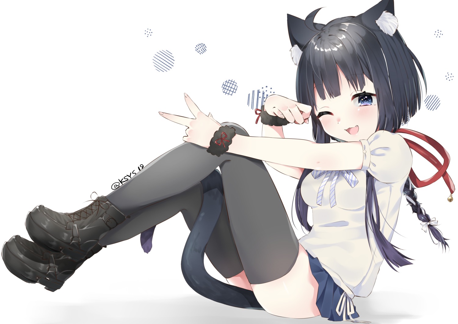 abe_suke animal_ears nekomimi tail thighhighs