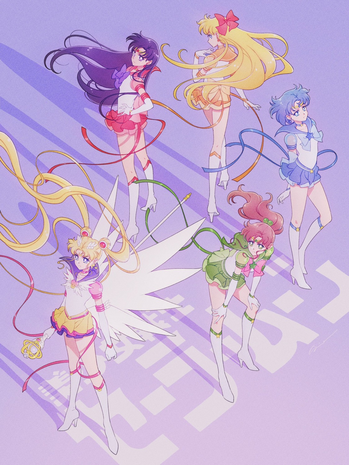 aino_minako heels hino_rei kino_makoto mizuno_ami sailor_moon sailor_moon_crystal sailor_moon_eternal seifuku sidney_deng tsukino_usagi weapon wings