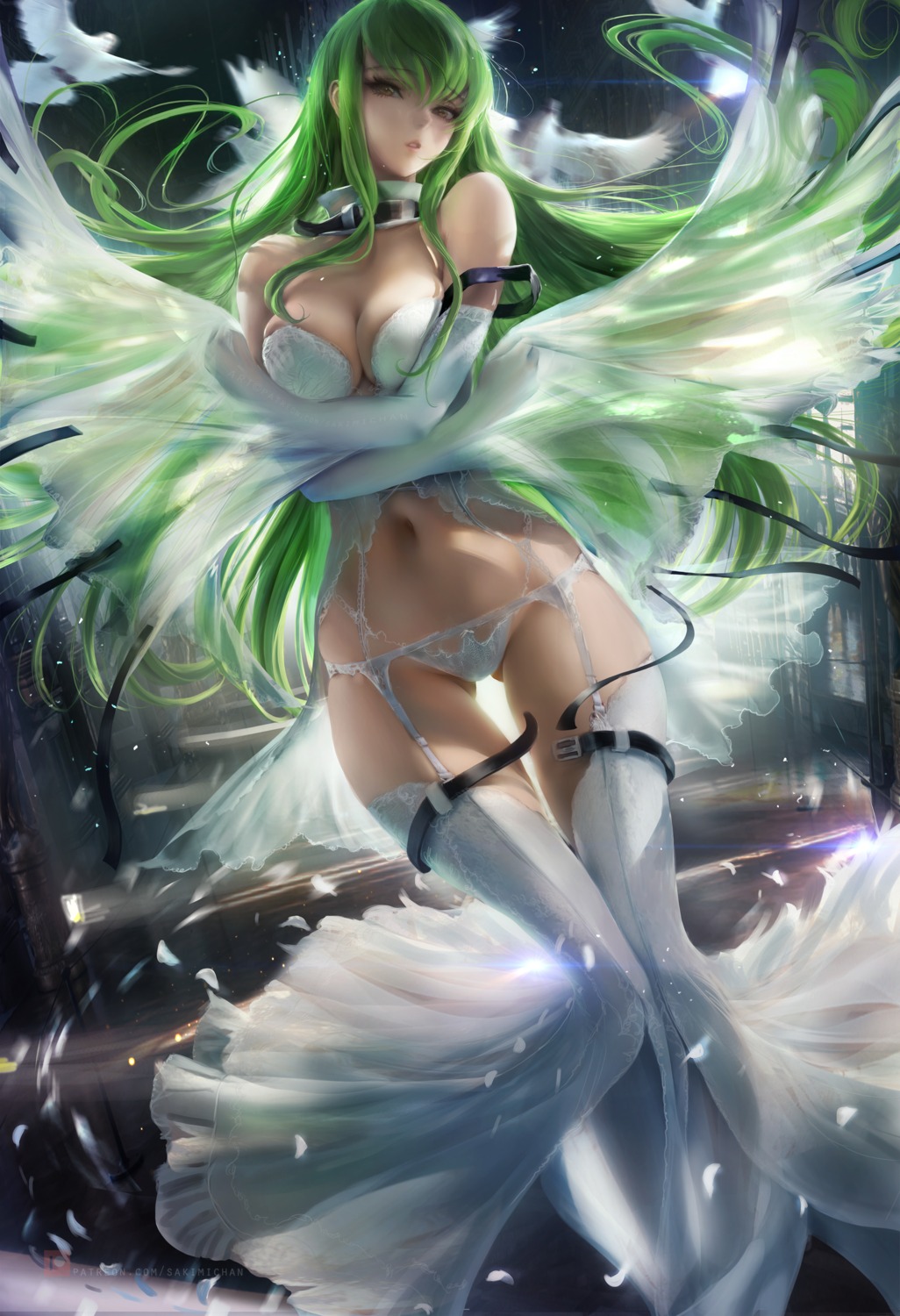 bra breast_hold c.c. cleavage code_geass garter_belt lingerie pantsu sakimichan see_through stockings thighhighs