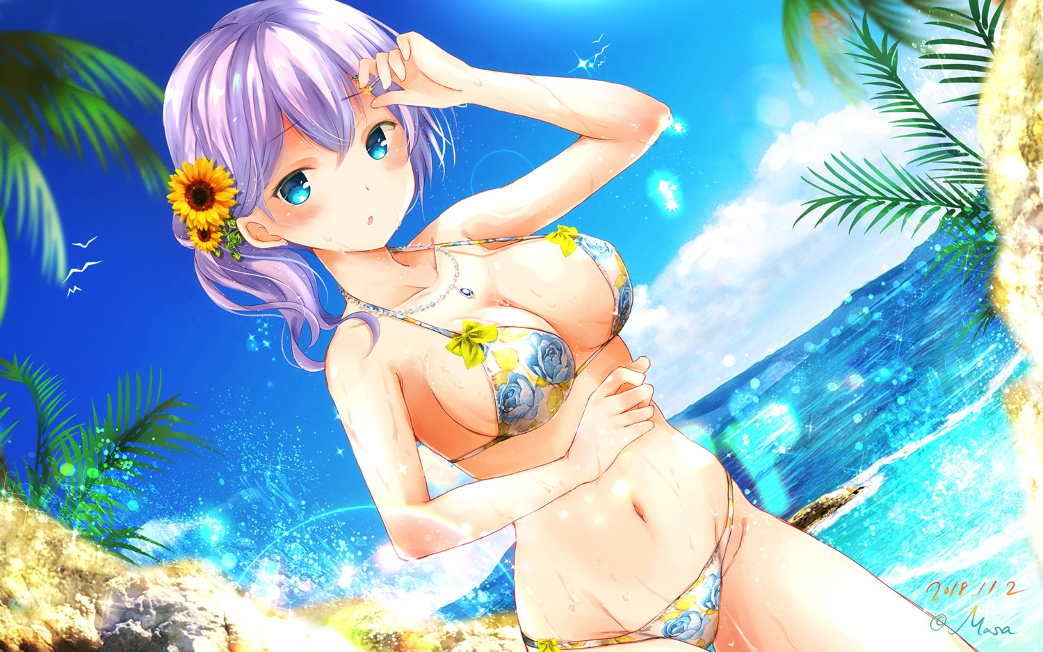 bikini girlfriend_(kari) masa_(mirage77) murakami_fumio swimsuits wallpaper wet