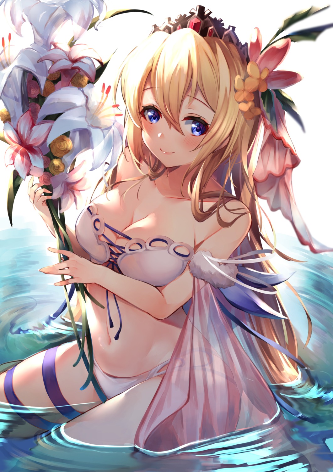 40_(0f0urw) bikini cleavage europa_(granblue_fantasy) granblue_fantasy see_through swimsuits wet