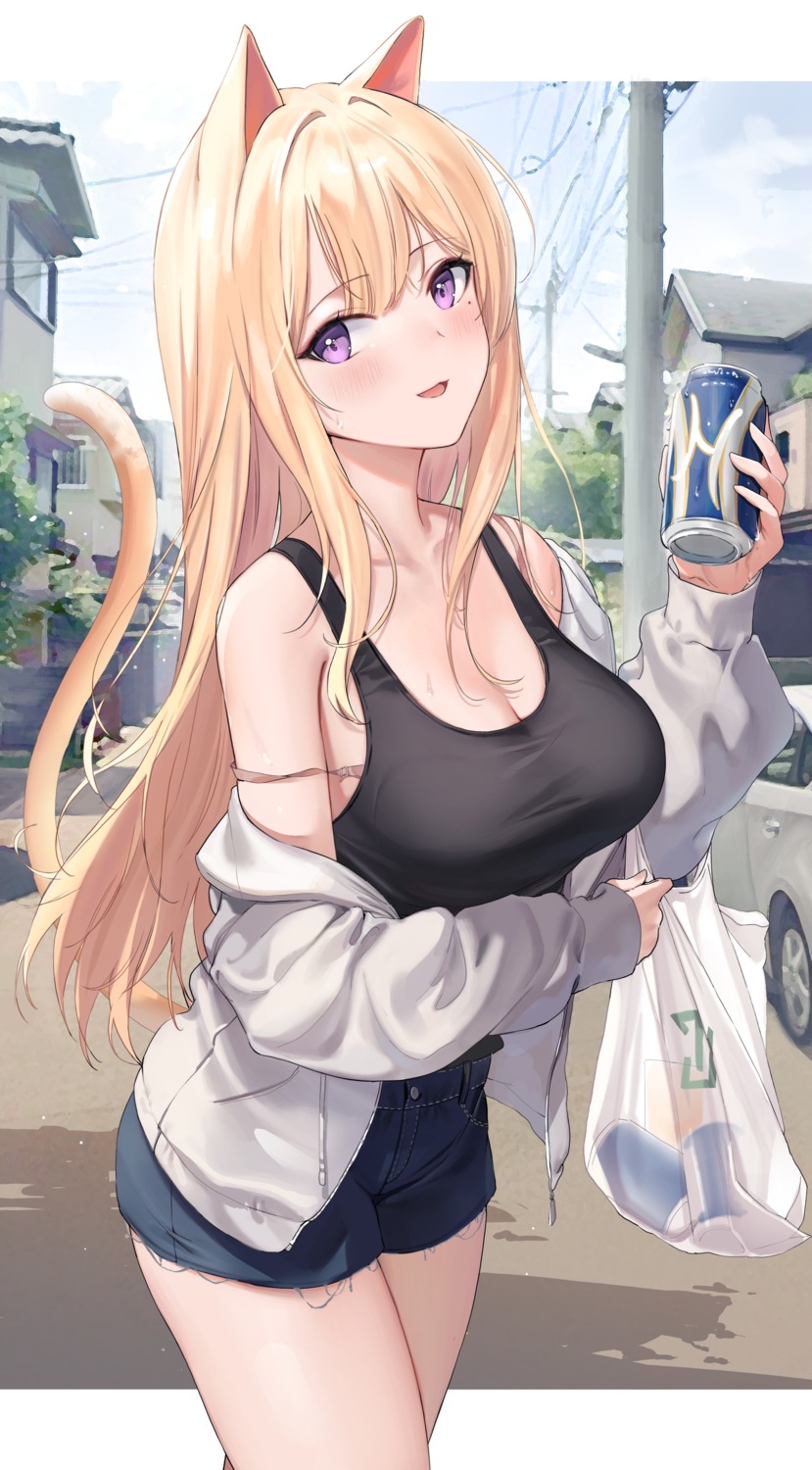 animal_ears bra cleavage emyo nekomimi tail