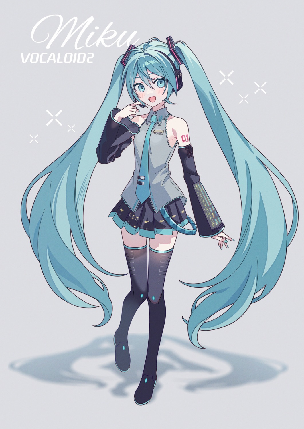 hatsune_miku headphones tagme tattoo thighhighs vocaloid