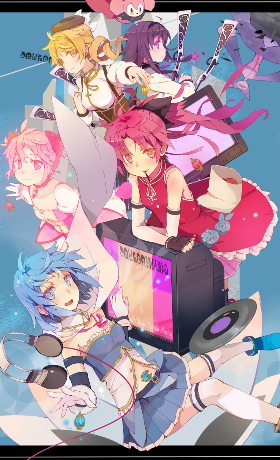 akemi_homura charlotte_(puella_magi_madoka_magica) evers_i jpeg_artifacts kaname_madoka miki_sayaka puella_magi_madoka_magica sakura_kyouko thighhighs tomoe_mami