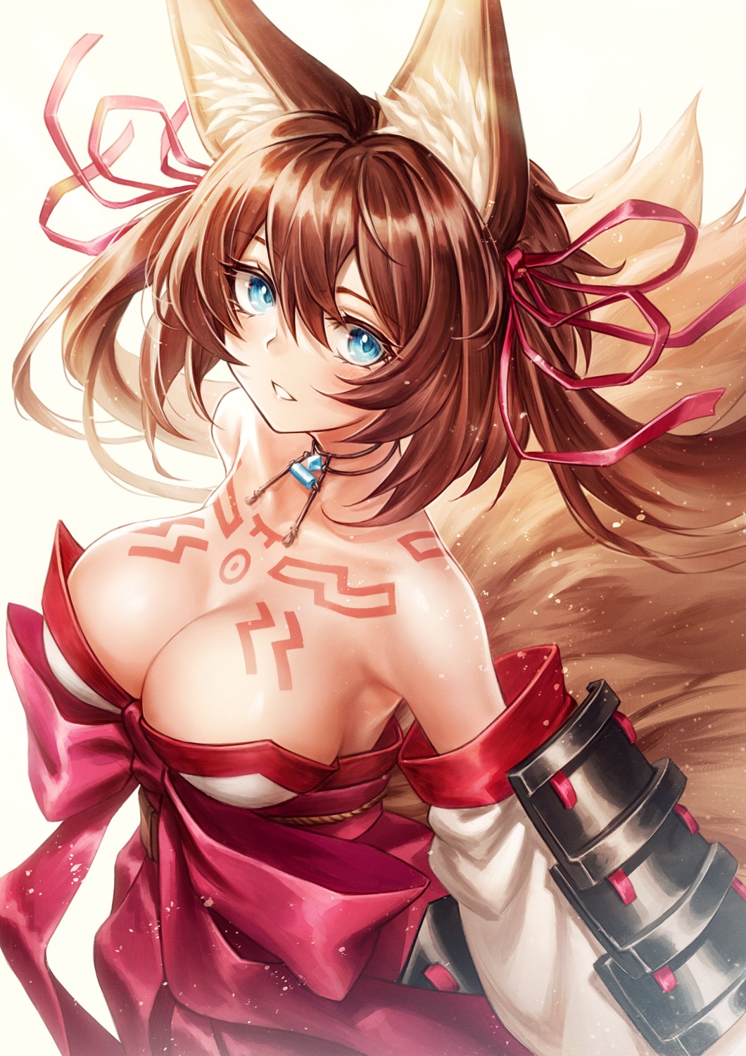 animal_ears caleen_keemosn japanese_clothes kitsune no_bra oyu_udon star_ocean_anamnesis tail tattoo