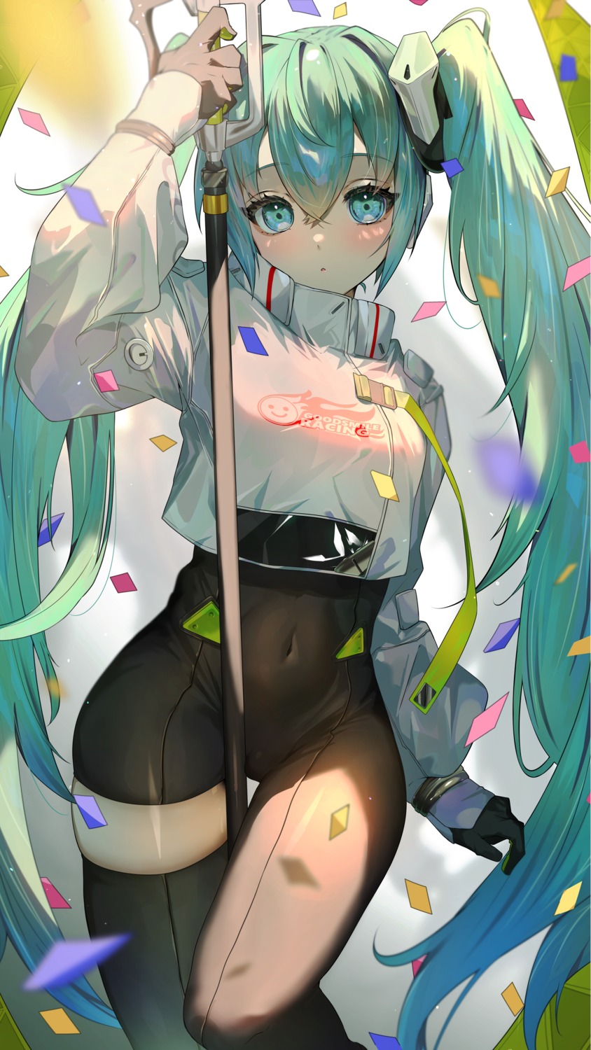 bodysuit cadorunrun cameltoe goodsmile_racing hatsune_miku headphones racing_miku thighhighs vocaloid