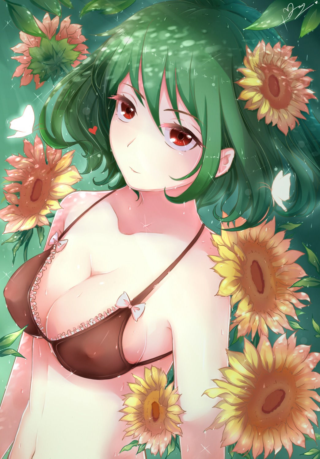 autographed bikini_top cleavage erect_nipples kazami_yuuka swimsuits touhou wet yangyangtsu