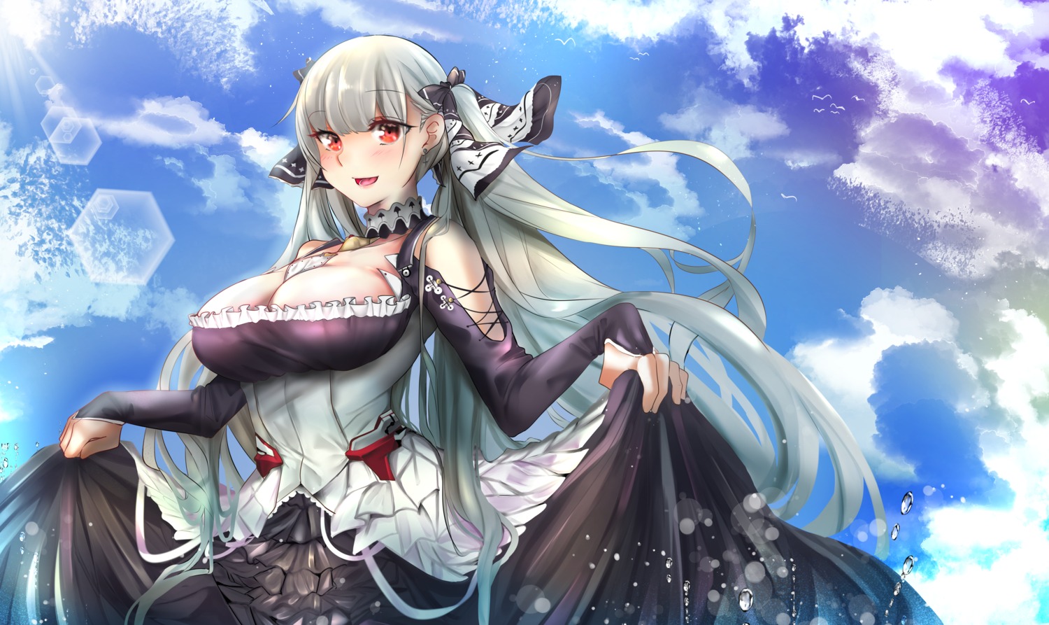 azur_lane cleavage dvdraw formidable_(azur_lane) gothic_lolita lolita_fashion skirt_lift