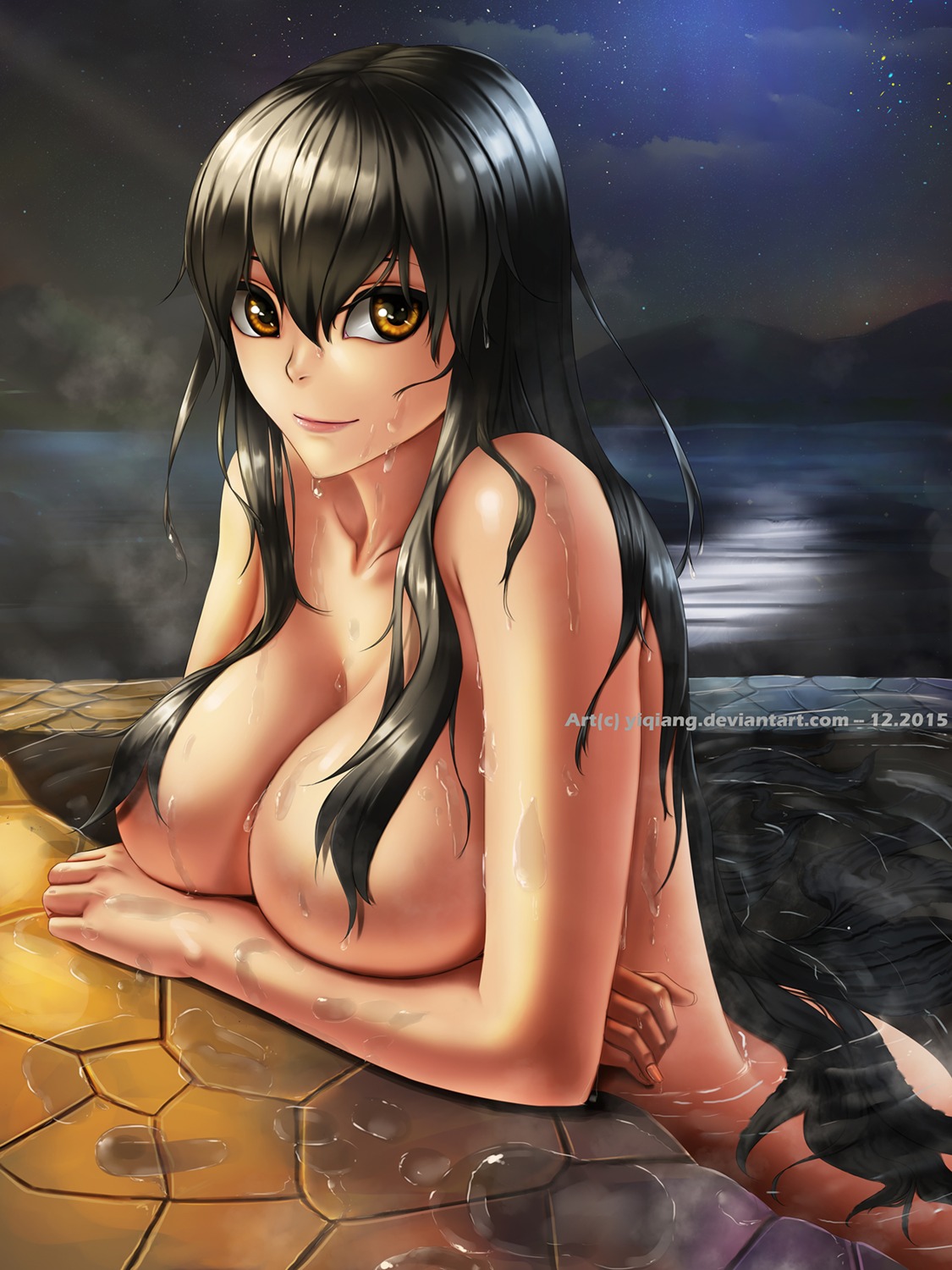 breast_hold naked official_watermark onsen wet yi_qiang