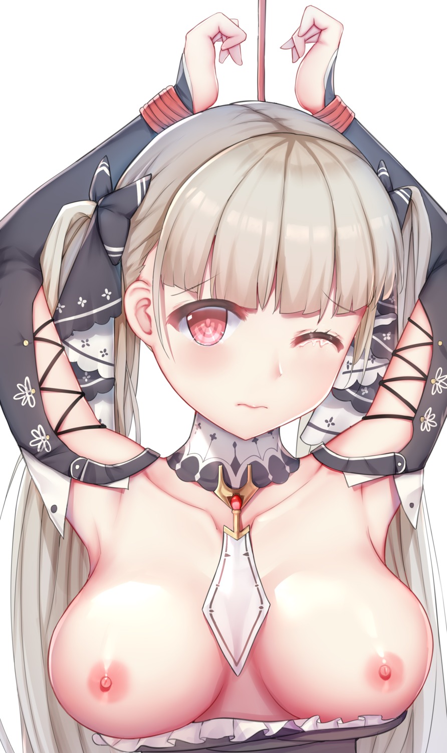 azur_lane bondage breasts cyanide-whale formidable_(azur_lane) gothic_lolita lolita_fashion nipples no_bra open_shirt