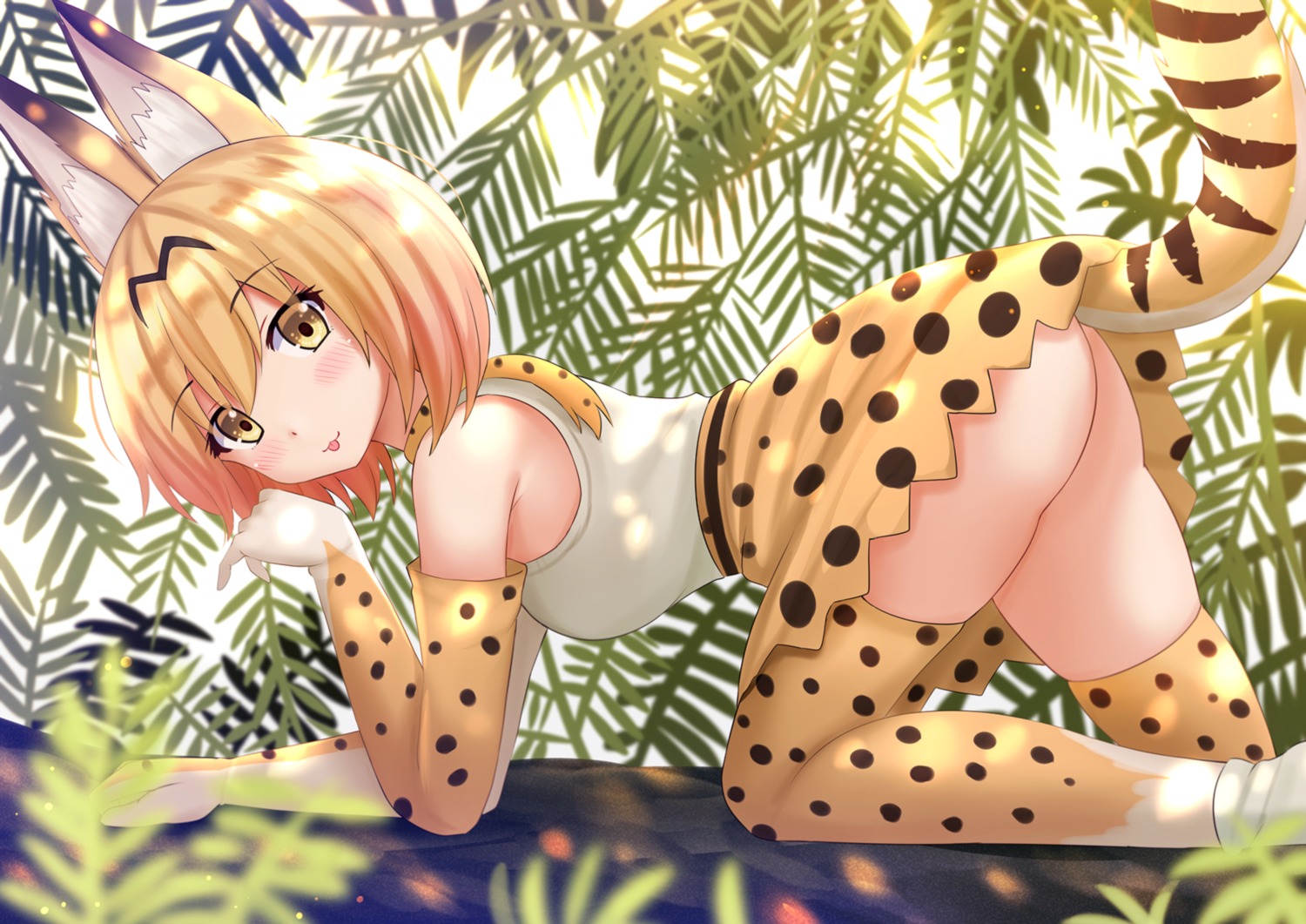 animal_ears ass kazenokaze kemono_friends serval tail thighhighs