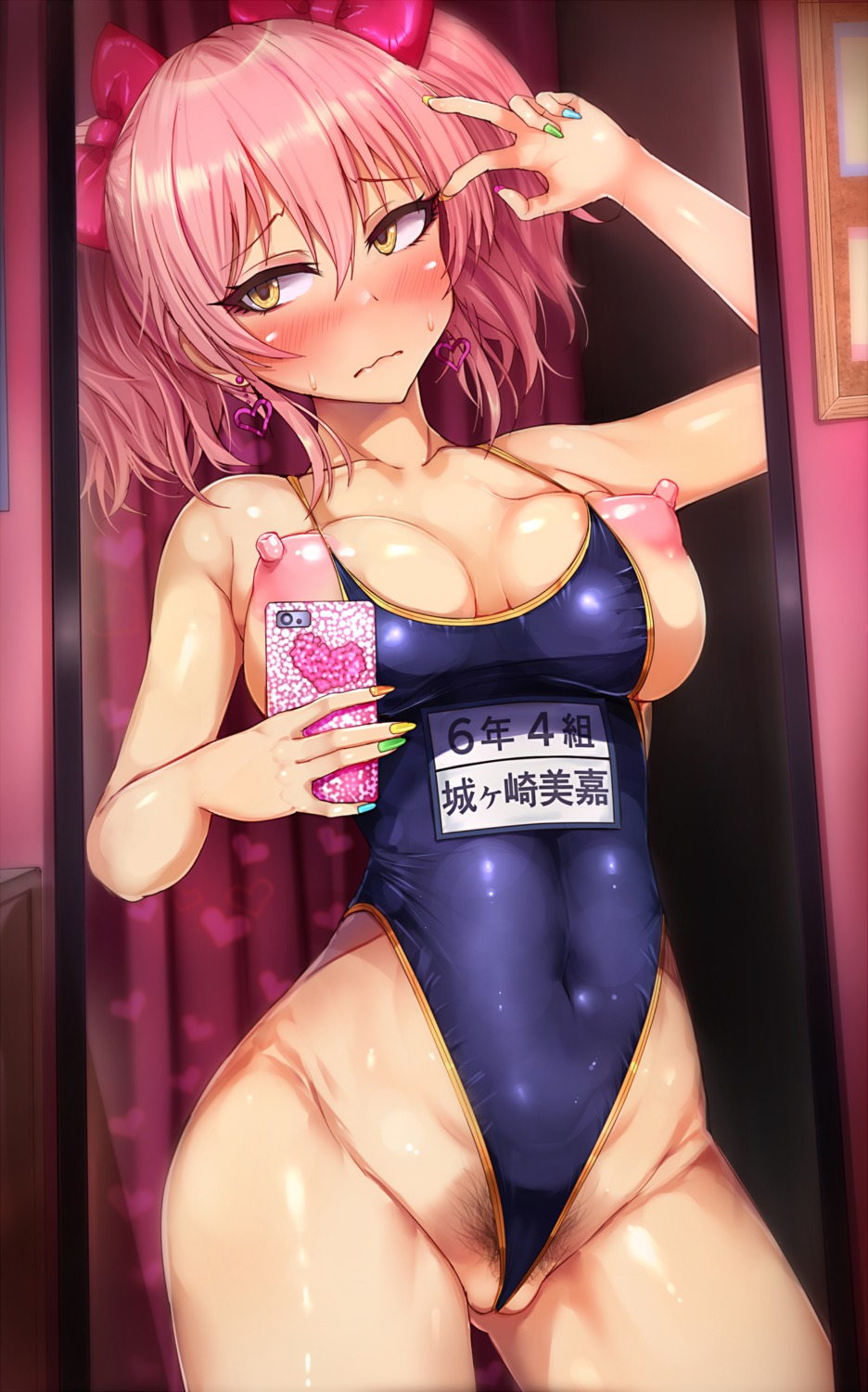 hot_melon jougasaki_mika nipples pubic_hair school_swimsuit swimsuits the_idolm@ster the_idolm@ster_cinderella_girls the_idolm@ster_cinderella_girls_starlight_stage
