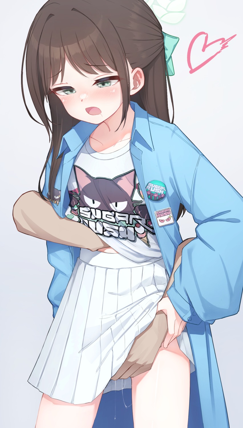 blue_archive fingering halo hudeako kurimura_airi loli pussy_juice shirt_lift skirt_lift uniform