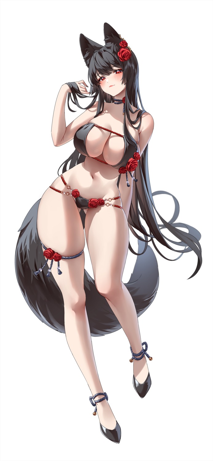 animal_ears bikini garter swimsuits tacco_(tikeworld) tail