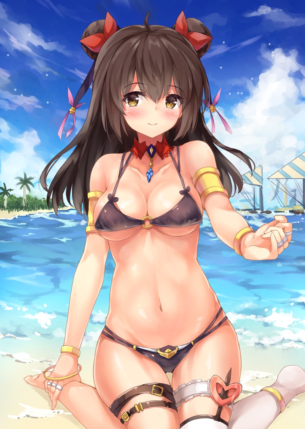 bikini chitori cleavage garter swimsuits thighhighs underboob