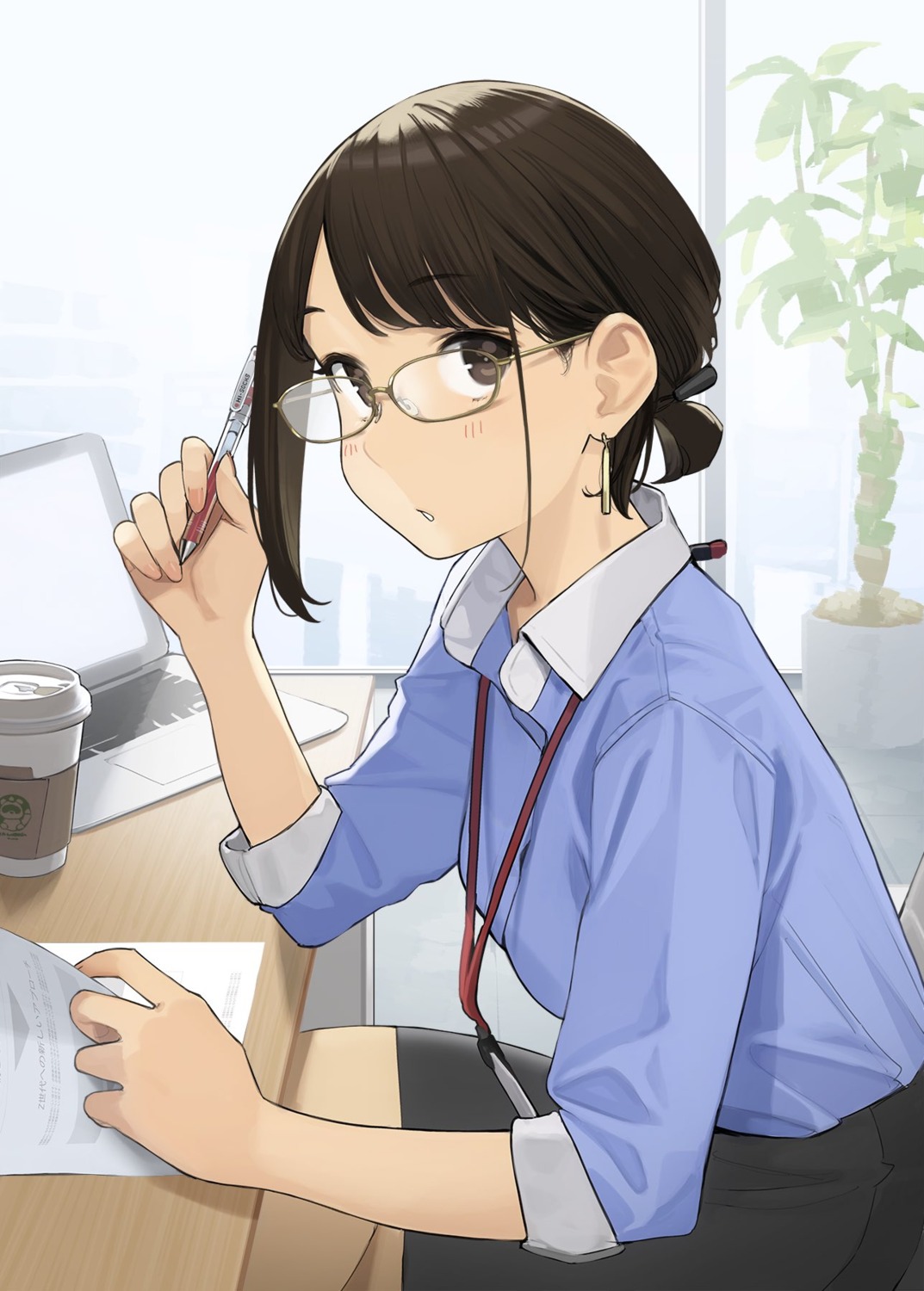 dress_shirt ganbare_douki-chan megane yom