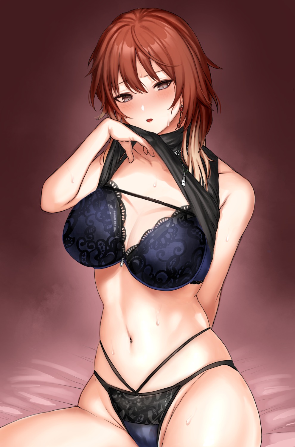 bra cleavage kakeru_(fujiwara_kakeru) pantsu shirt_lift the_idolm@ster the_idolm@ster_shiny_colors undressing