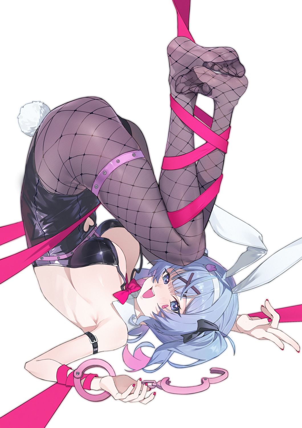 animal_ears bondage bunny_ears bunny_girl fishnets garter hatsune_miku lushi_jin_up no_bra pantyhose rabbit_hole_(vocaloid) tail tattoo vocaloid