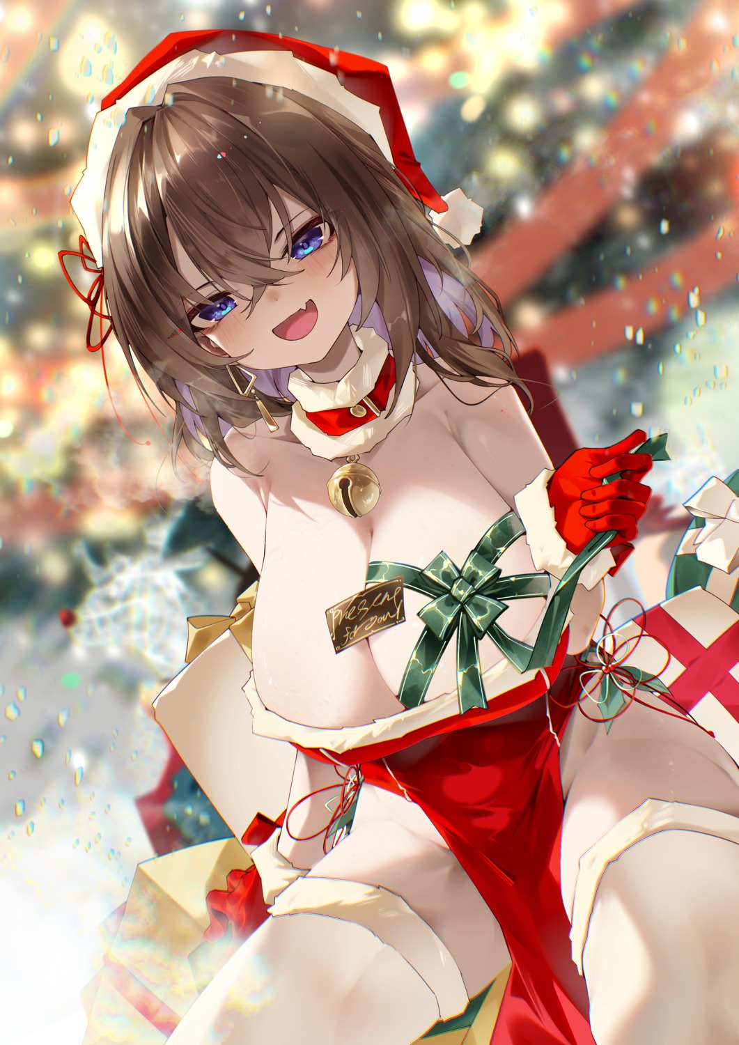 christmas dress no_bra nopan pparus takamiya_keika thighhighs